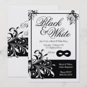 Black & White Party Uitnodiging (Voorkant / Achterkant)