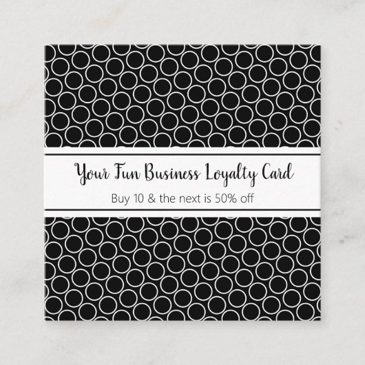 Black White Pattern Business Loyalty Punch Kaart Afsprakenkaartje (Voorkant)