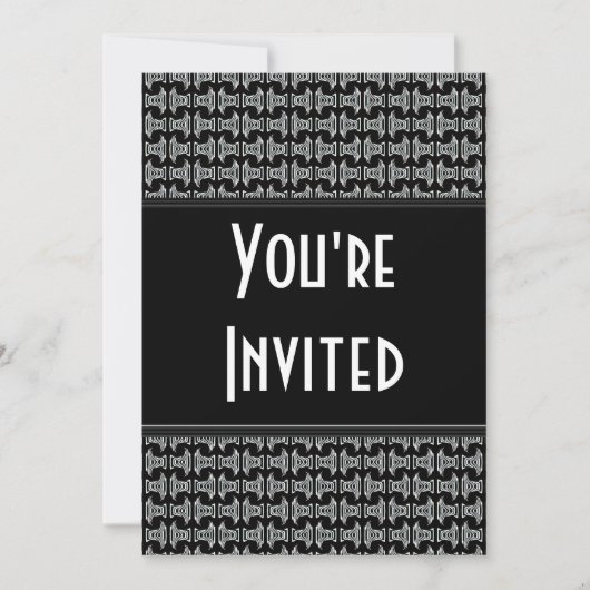 Black White Pattern Party nodigt uit Kaart (Voorkant)