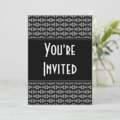 Black White Pattern Party nodigt uit Kaart (Staand voorkant)