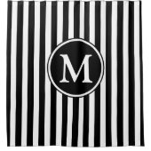 Black White Pattern Striped Monogramed Douchegordijn (Voorkant)