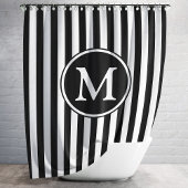 Black White Pattern Striped Monogramed Douchegordijn