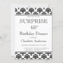 Black White Pattern Surprise 60th Birthday Dinner