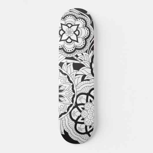 black&white  pattern with mandalas skateboard (Voorkant)
