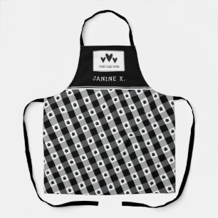 Black White Paw Print Logo Dog Groomer Schort