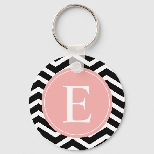 Black White Peach Chevron Custom Sleutelhanger (Voorkant)