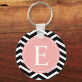 Black White Peach Chevron Custom Sleutelhanger (Voorkant)