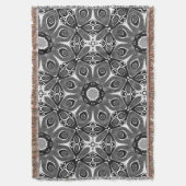 Black White Peacock Circle Woven Throw Blanket Deken (Voorkant Verticaal)