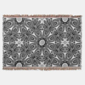 Black White Peacock Circle Woven Throw Blanket Deken (Voorkant)