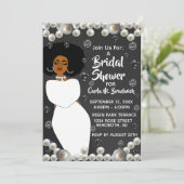 Black & White Pearl Afro-Amerikaans Vrijgezellenfe Kaart (Staand voorkant)