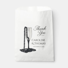 Black & White Pearl Champagne Glass Wedding Bedankzakje