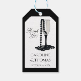 Black & White Pearl Champagne Glass Wedding Cadeaulabel