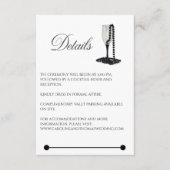 Black & White Pearl Champagne Glass Wedding Informatiekaartje (Voorkant)