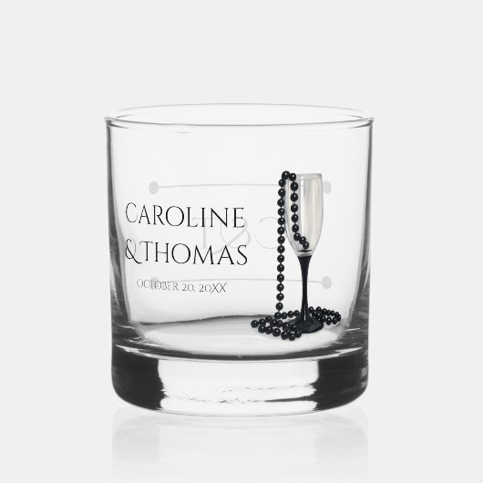 Black & White Pearl Champagne Glass Wedding Whisky Glas (Achterkant)