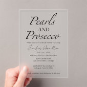 Black & White Pearls en Prosecco Vrijgezellenfeest Acryl Uitnodigingen (Insitu (Draagbaar))