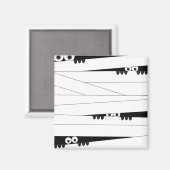 Black White Peeking Mummy Halloween Humor Magneet (Voorkant / Achterkant)