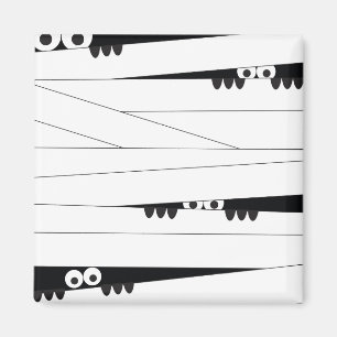 Black White Peeking Mummy Halloween Humor Magneet