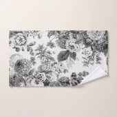 Black White  Peony Dahlias Floral Toile Bad Handdoek (Handdoek)