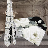 Black & White Peony Greenery Wedding Stropdas