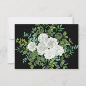 Black & White Peony Roos Invitation Reply Kaart (Achterkant)