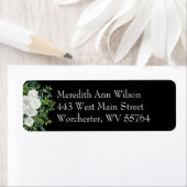 Black & White Peony Roos Return Address Labels (Insitu)