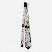 Black & White Peony Sage Eucalyptus Weddenschap Stropdas (Achterkant)