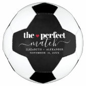 Black White Perfect Match Love Couple Aangepast Voetbal (Voorkant)
