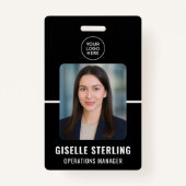 Black White Personalized Employee ID Card Badge (Voorkant)