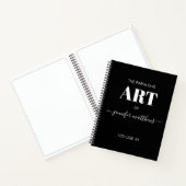 Black White Personalized Script Name Sketchbook Notitieboek (Binnen)