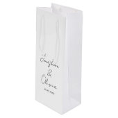 Black & White Personalized Wedding Party Wine Bag Wijn Cadeautas (Voorkant Gekanteld)