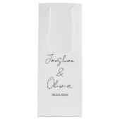 Black & White Personalized Wedding Party Wine Bag Wijn Cadeautas (Voorkant)