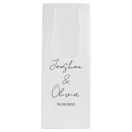 Black & White Personalized Wedding Party Wine Bag Wijn Cadeautas