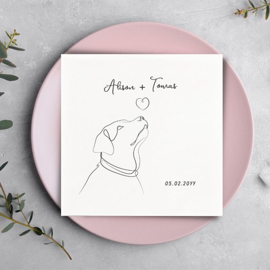 Black White Pet Doodle Verloving Weddenschap Monog Servet