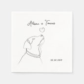 Black White Pet Doodle Verloving Weddenschap Monog Servet (Voorkant)