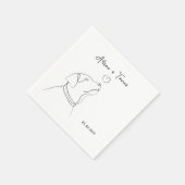 Black White Pet Doodle Verloving Weddenschap Monog Servet (Hoek)