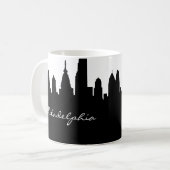 Black & White Philadelphia City Skyline Koffiemok (Voorkant links)