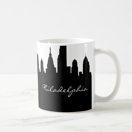 Black & White Philadelphia City Skyline Koffiemok (Rechts)