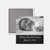 Black White Photo Baby Birth Magnet (Voorkant / Achterkant)