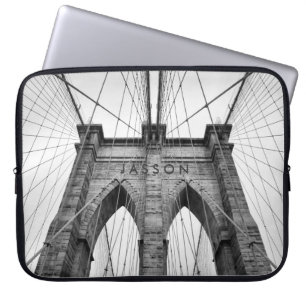 Black & White Photo Brooklyn Bridge Laptop Sleeve