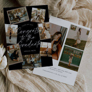 Black & White Photo Collage Graduation Aankondiging