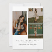 Black & White Photo Collage Graduation Aankondiging (Achterkant)