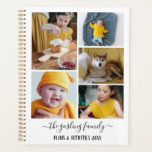 Black White Photo Collage Planner<br><div class="desc">Stijlvolle planner u kunt personaliseren met vijf van uw eigen foto's in een minimalistische fotocollage. Personaliseer verder met jouw naam of familienaam in een zwart calligrafiemanuscript. De rug kenmerkt een patroon van rommelige slagen in zwart-wit.</div>