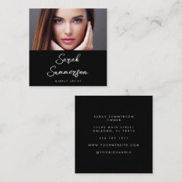 Black White Photo Elegant Makeup Artist Vierkante Visitekaartje