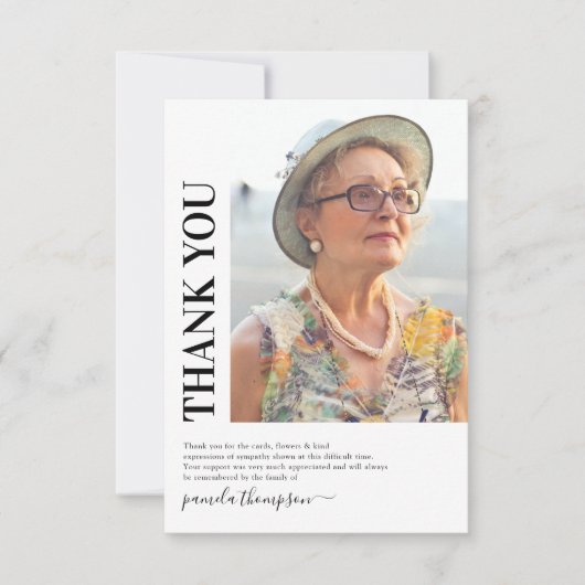 Black White Photo Funeral Dankuwel Bedankkaart (Voorkant)