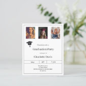 Black white photo Graduation Party invitation (Staand voorkant)