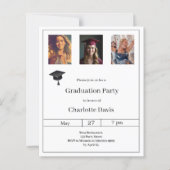 Black white photo Graduation Party invitation (Voorkant)