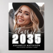 Black White Photo Graduation Party Sign Poster (Voorkant)