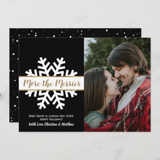Black White Photo Kerstmis aankondiging (Voorkant / Achterkant)
