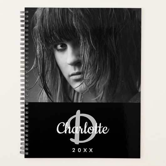 Black white photo monogram 2026 planner (Voorkant)