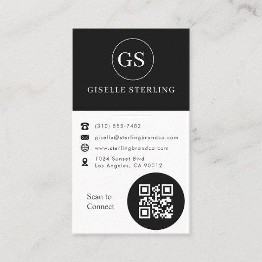 Black & White Photo QR Code Visitekaartje (Achterkant)